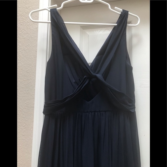 Navy Adrianna Papell Chiffon Draped Maxi Dress - Picture 3 of 7
